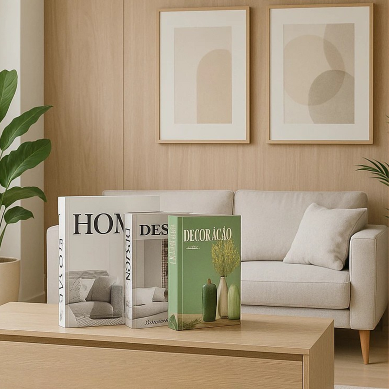 Kit 3 Caixas Livro Decorativo Porta Objetos - Refinado Lar