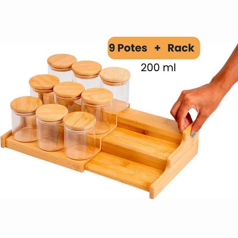 Kit 9 Potes com Rack - Oikos - Refinado Lar