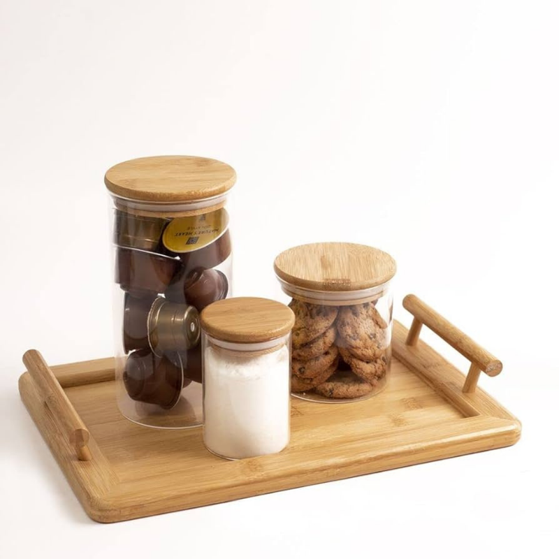 Kit Café com Bandeja e Potes para Mantimentos - Refinado Lar