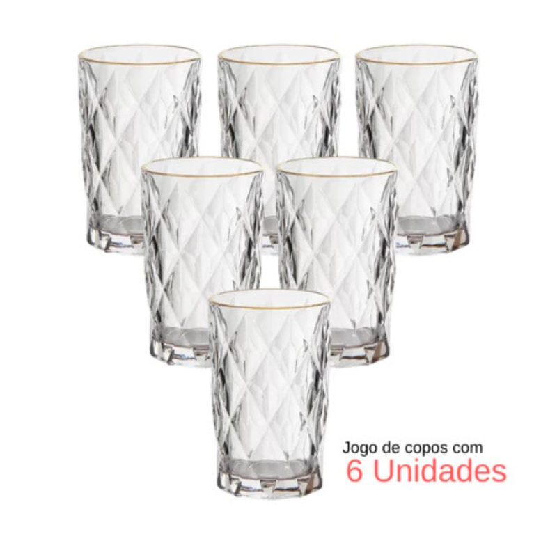 Jogo 6 Copos Diamond Luxo - Refinado Lar