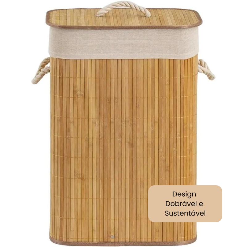 Cesto de Roupa Dobrável em Bambu - Refinado Lar