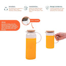 Kit com 2 Jarras de Vidro | 1L e 1,5L com Tampa de Bambu (OIKOS) - Refinado Lar