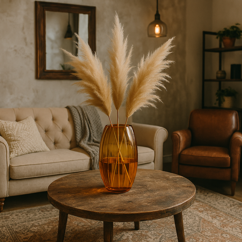 Vaso Rômulo Boleado 30cm em Vidro - Refinado Lar