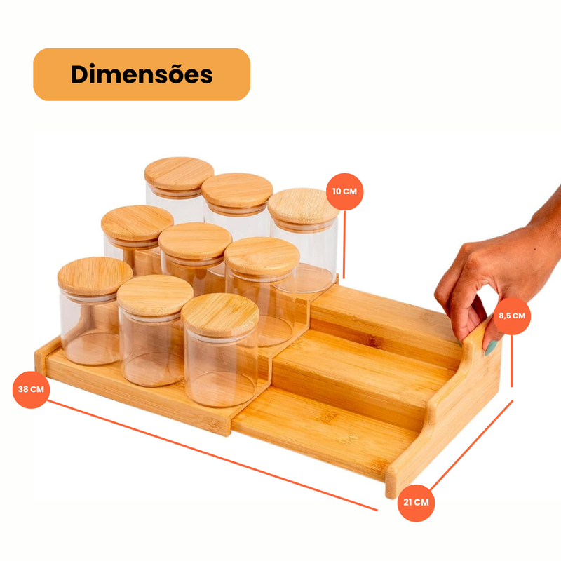 Kit 9 Potes com Rack - Oikos - Refinado Lar