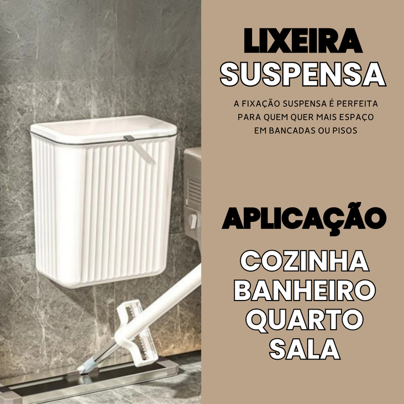 Lixeira Suspensa 9L com Tampa - Refinado Lar