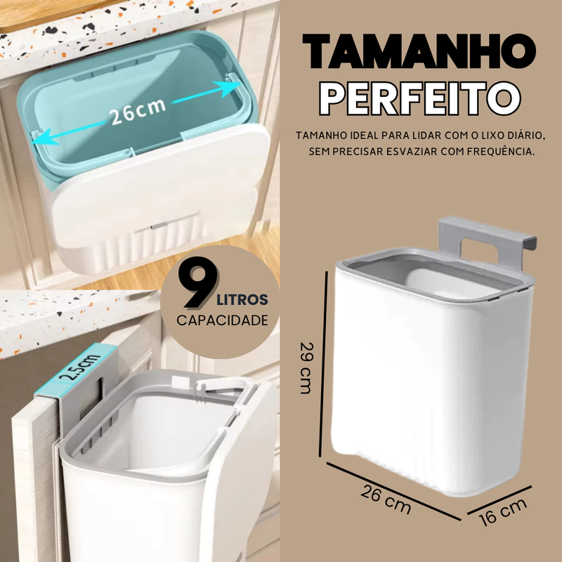 Lixeira Suspensa 9L com Tampa - Refinado Lar