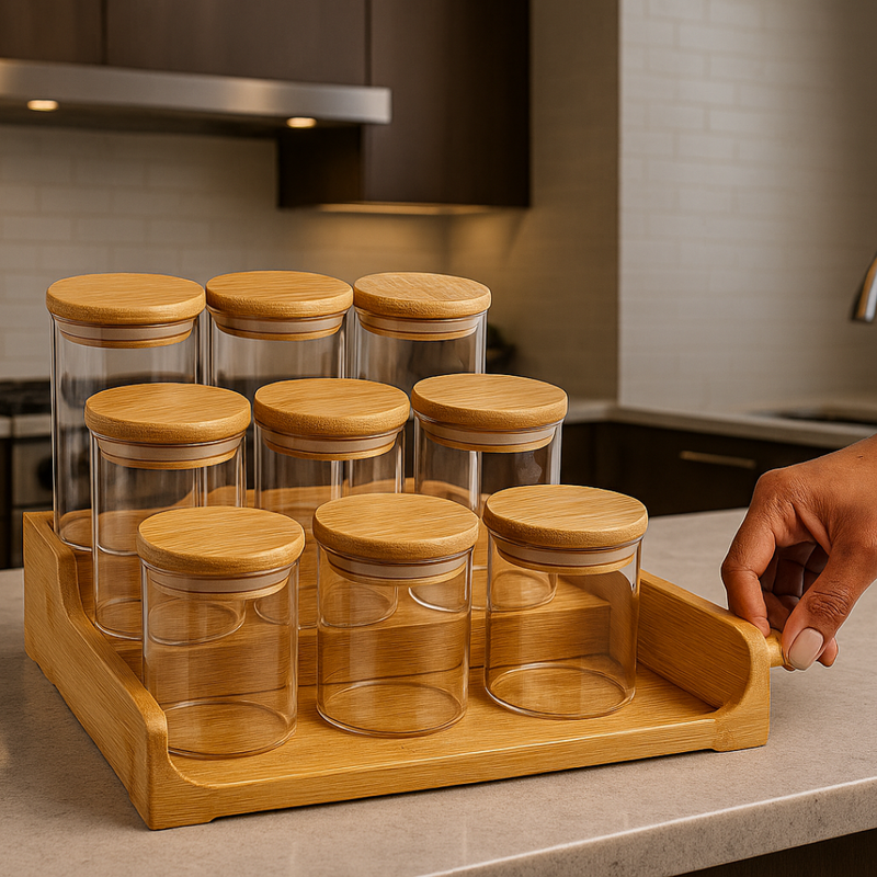 Kit 9 Potes com Rack - Oikos - Refinado Lar