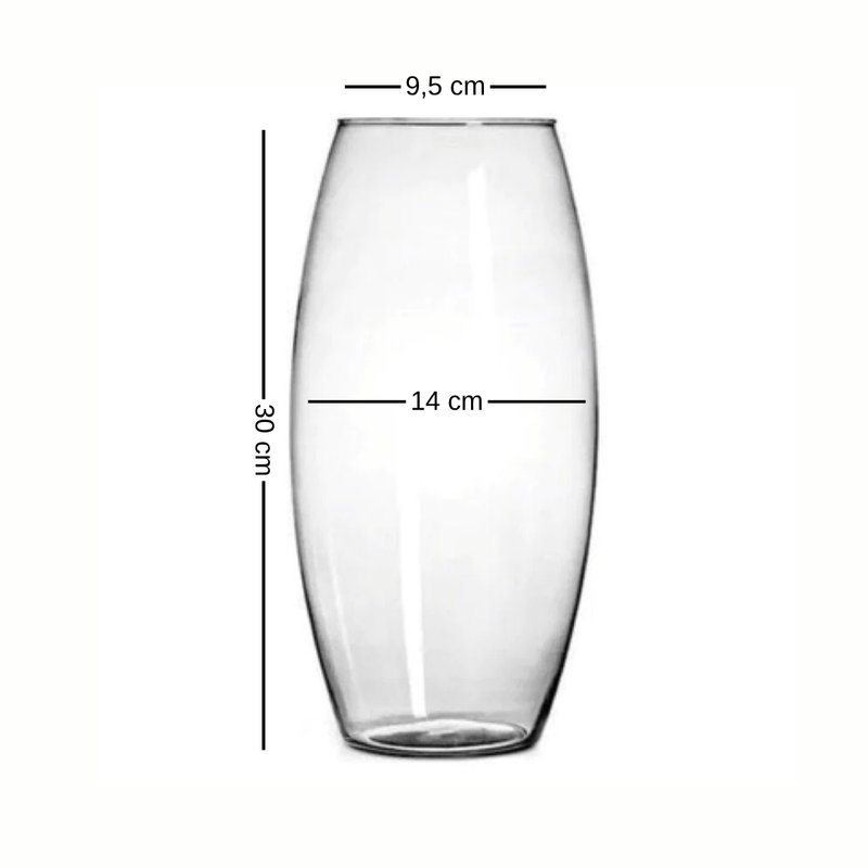 Vaso Rômulo Boleado 30cm em Vidro - Refinado Lar