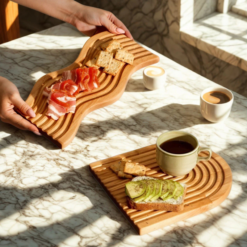 Tábua de Bambu Petisqueira Ondulada - Refinado Lar
