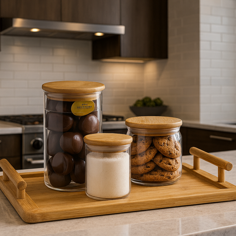 Kit Café com Bandeja e Potes para Mantimentos - Refinado Lar