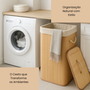 Cesto de Roupa Dobrável em Bambu - Refinado Lar