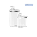 Kit Dispenser de Lavanderia Premium com frascos organizadores para sabão e amaciante, ideal para manter a lavanderia elegante e funcional