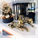 Casal de Panteras Decorativas Dourado - 2 Peças Refinado Lar