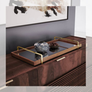 Bandeja Decorativa com Alça Dourada - Refinado Lar