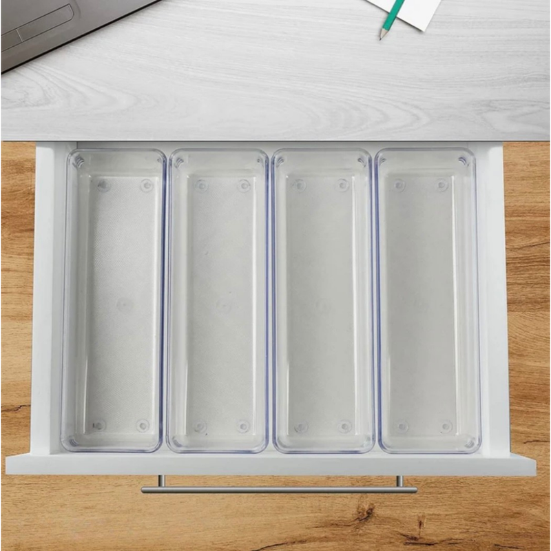 Kit 4 Organizadores Acrílico Cristal | Multiuso Prático - Refinado Lar