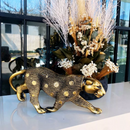 Casal de Panteras Decorativas Dourado - 2 Peças Refinado Lar