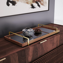 Bandeja Decorativa com Alça Dourada - Refinado Lar